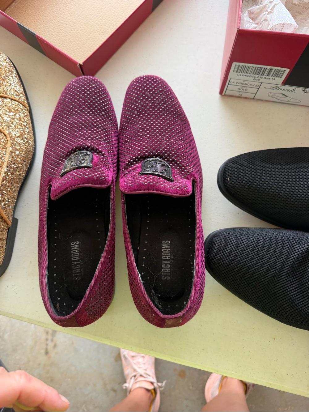 Stacy Adams Plum Studded Slip-On Loafers